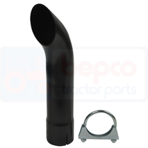 EXHAUST PIPE WITH CLAMP Ø 76MM, John Deere, 5000 R-RN-E - 5090RN, Inlet and exhaust, Exhaust, Extension pipe, JD48124, , EXHAUST PIPE WITH CLAMP Ø 76MM, 26/166-41, JD48124, , 0.00 kg