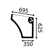 LOWER DOOR GLASS RH , New Holland, Body parts, cab accessories, seats, Glazing industry, Glass, 5092899, , LOWER DOOR GLASS RH , 54/4021-45T, 5092899, , 1.60 kg