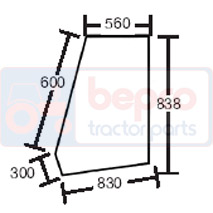 UPPER DOOR GLASS , JCB, Body parts, cab accessories, seats, Glazing industry, Glass, 82730303, , UPPER DOOR GLASS , 45/4030-6T, 82730303, , 7.10 kg