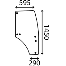 DOOR RH - 6 HOLES , John Deere, Body parts, cab accessories, seats, Glazing industry, Glass, R198625, , DOOR RH - 6 HOLES , 26/4038-110T, R198625, , 12.00 kg