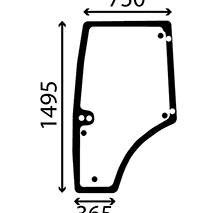 GLASS DOOR LEFT 8 HOLES, Renault / Claas, Body parts, cab accessories, seats, Glazing industry, Glass, 7700044195, , GLASS DOOR LEFT 8 HOLES, 28/4039-20, 7700044195, , 18.00 kg