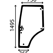 DOOR GLASS LEFT 9 HOLES, Renault / Claas, Body parts, cab accessories, seats, Glazing industry, Glass, 7700073324, , DOOR GLASS LEFT 9 HOLES, 28/4039-32, 7700073324, , 18.00 kg