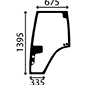 GLASS OF DOOR LEFT CURVED 1395x675x5        , Fendt, Farmer 300 - 310