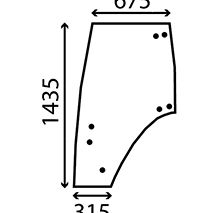 GLASS OF DOOR LEFT CURVED 1435x675x5, Fendt, Body parts, cab accessories, seats, Glazing industry, Glass, 117810030010, , GLASS OF DOOR LEFT CURVED 1435x675x5, 22/4039-37T, 117810030010, , 15.00 kg