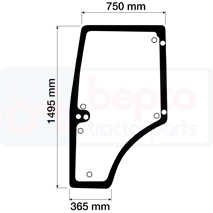 GLASS DOOR LEFT 9 HOLES, Renault / Claas, Body parts, cab accessories, seats, Glazing industry, Glass, , GLASS DOOR LEFT 9 HOLES, 28/4039-62T, , 6.50 kg