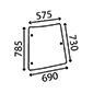 CORNER REAR GLASS RIGHT , Massey Ferguson, Body parts, cab accessories, seats, Glazing industry, Glass