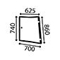 CORNER REAR GLASS LEFT , Massey Ferguson, 8400 - 8470, Body parts, cab accessories, seats, Glazing industry, Glass