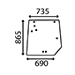 REAR GLASS, Massey Ferguson, 5400 - 5460, Virsbūves daļas, kabīne, sēdekļi, Stiklojums, Stikls