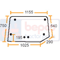 , Renault / Claas, Body parts, cab accessories, seats, Glazing industry, Glass, 6005010163, RT6005010163, , , 28/4072-42, 6005010163, RT6005010163, , 12.40 kg