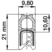 , Universālie aksesuāri, Virsbūves daļas, kabīne, sēdekļi, Stiklojums, Stiklu gumijas, , SECTIONS PER METER, 70/4112-9, , 0.18 kg