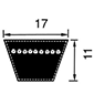 FAN BELT B L1850, Belts, Belts, Courroie trapezoïdale, Courroie trapezoïdale 17x11mm - B